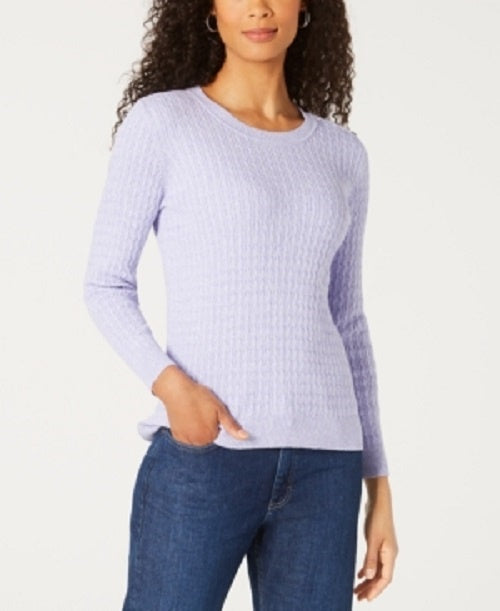 Karen Scott Women's Cotton Baby Cable-Knit Sweater Purple Size X-Large