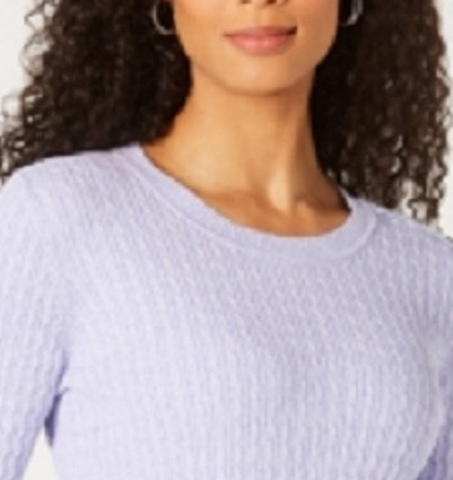 Karen Scott Women's Cotton Baby Cable-Knit Sweater Purple Size X-Large