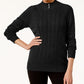 Karen Scott Women's Mock Neck Cable Knit Sweater Black Size Petite X-Large