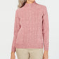 Karen Scott Women's Petite Mock-Neck Cable-Knit Sweater Pink Size Petite Small-Medium