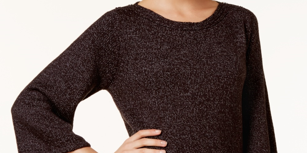 Karen Scott Women's Marled Boat Neck Sweater Black Size Small