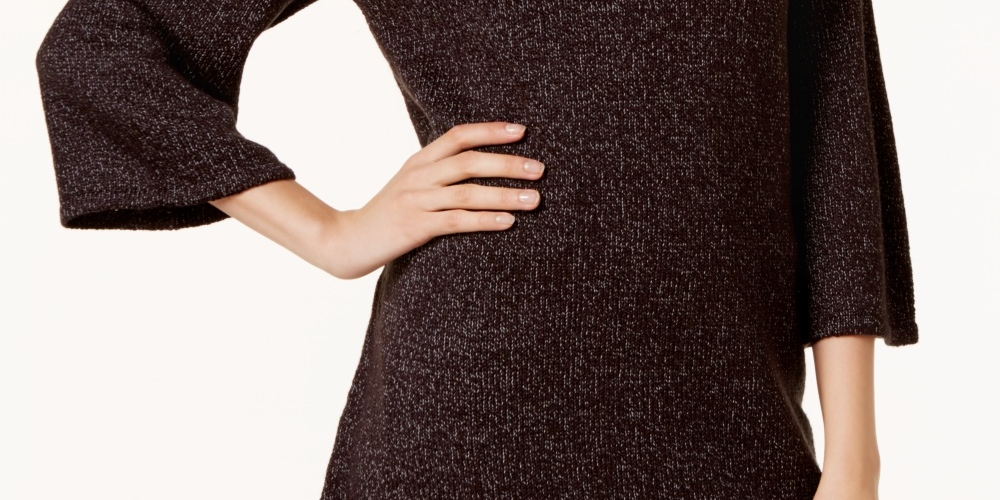 Karen Scott Women's Marled Boat Neck Sweater Black Size Small