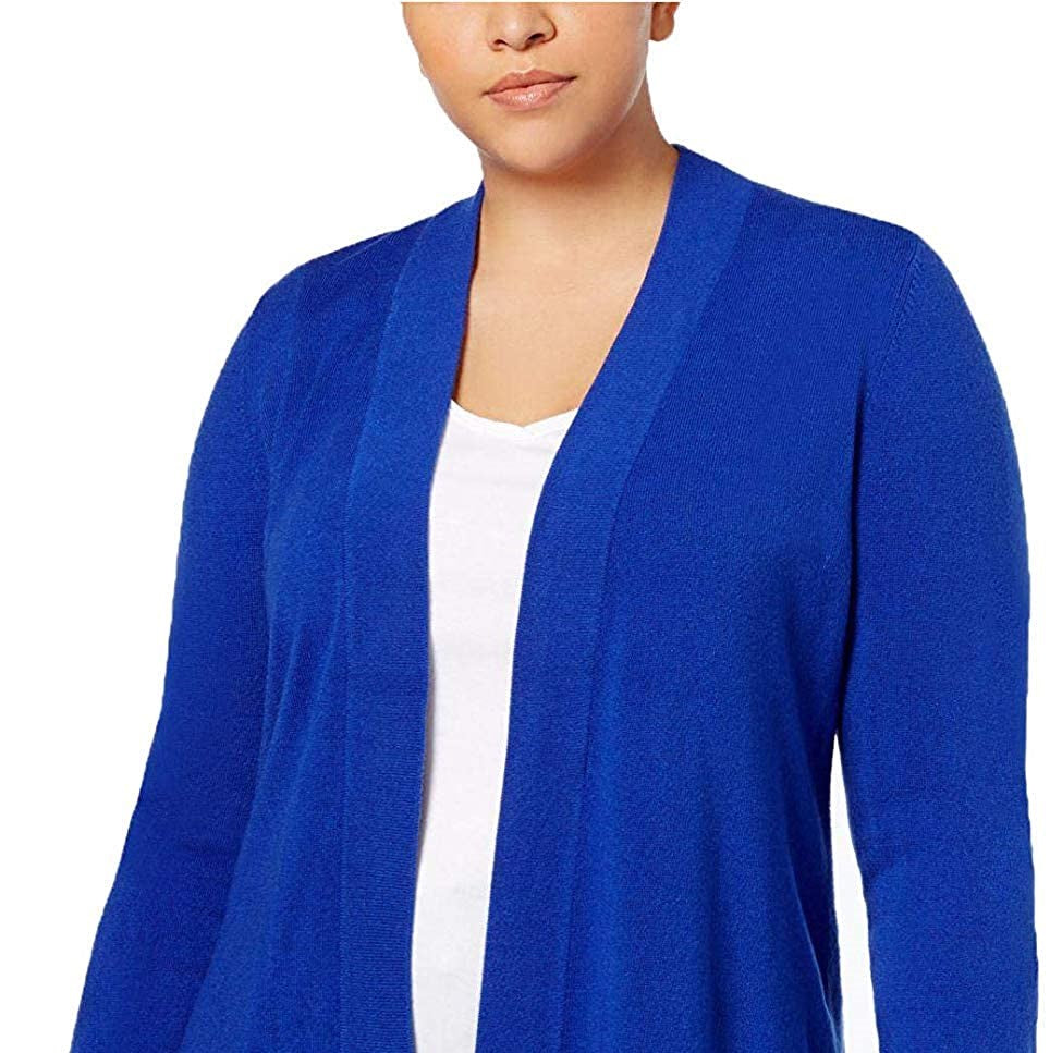 Karen Scott Women's Plus Size Open-Front Cardigan Blue Size 0X