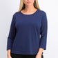 Maison Jules Women's 3/4-Sleeve Solid T-Shirt Navy Size X-Large