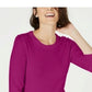 Maison Jules Women's 3/4 Sleeve Solid T-Shirt Pink Size Large