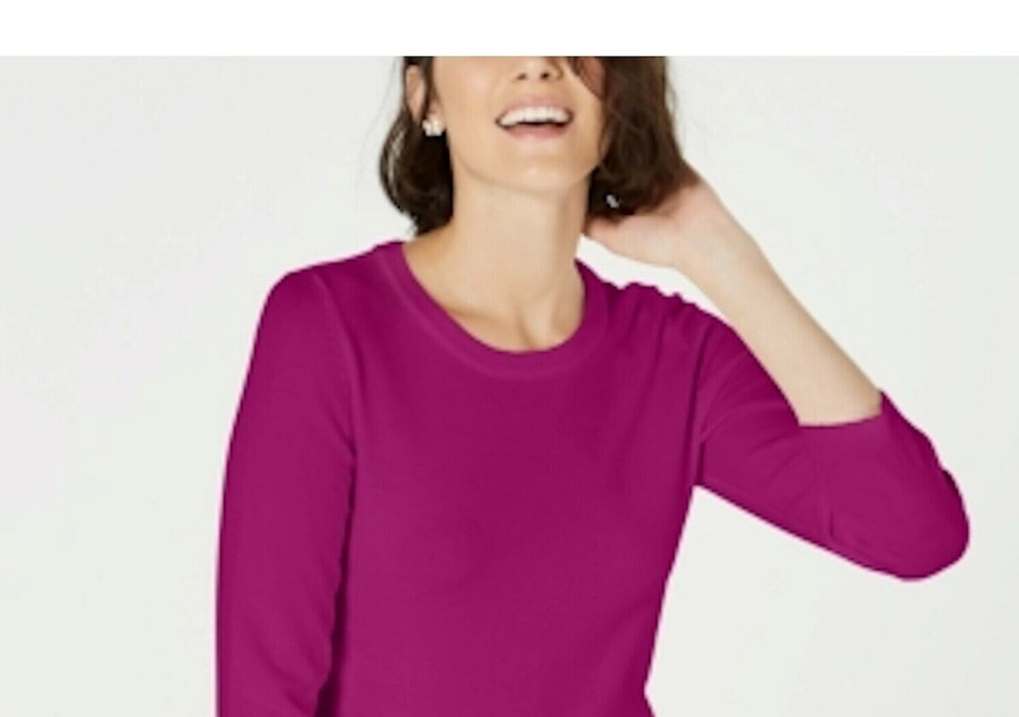 Maison Jules Women's 3/4 Sleeve Solid T-Shirt Pink Size Large