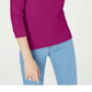 Maison Jules Women's 3/4 Sleeve Solid T-Shirt Pink Size Large