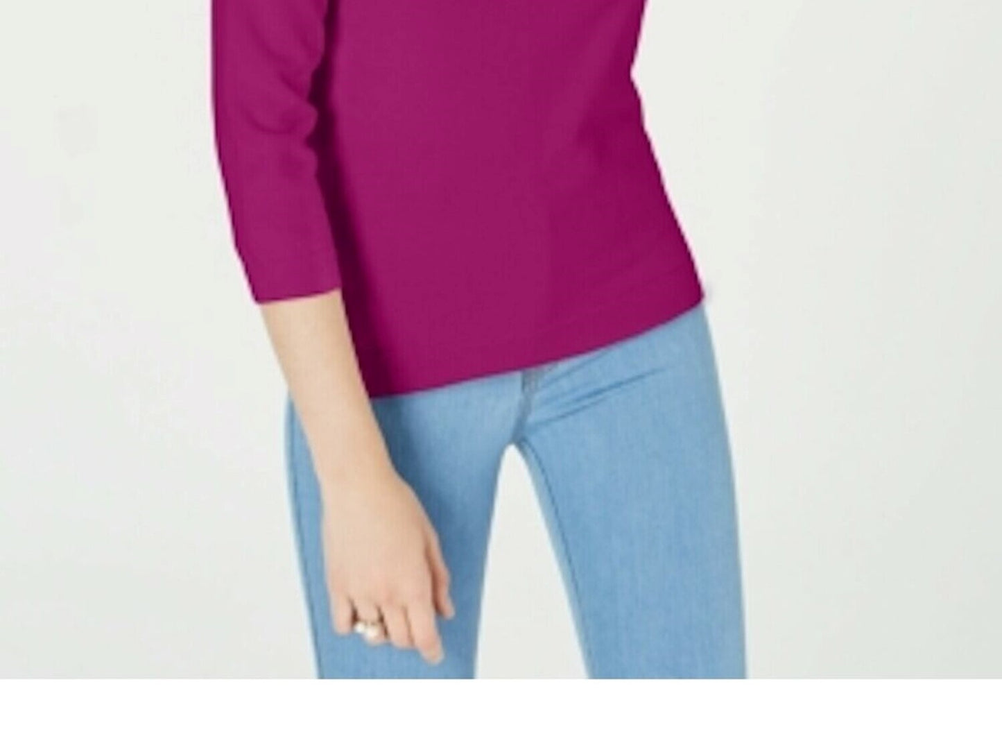 Maison Jules Women's 3/4 Sleeve Solid T-Shirt Pink Size Large