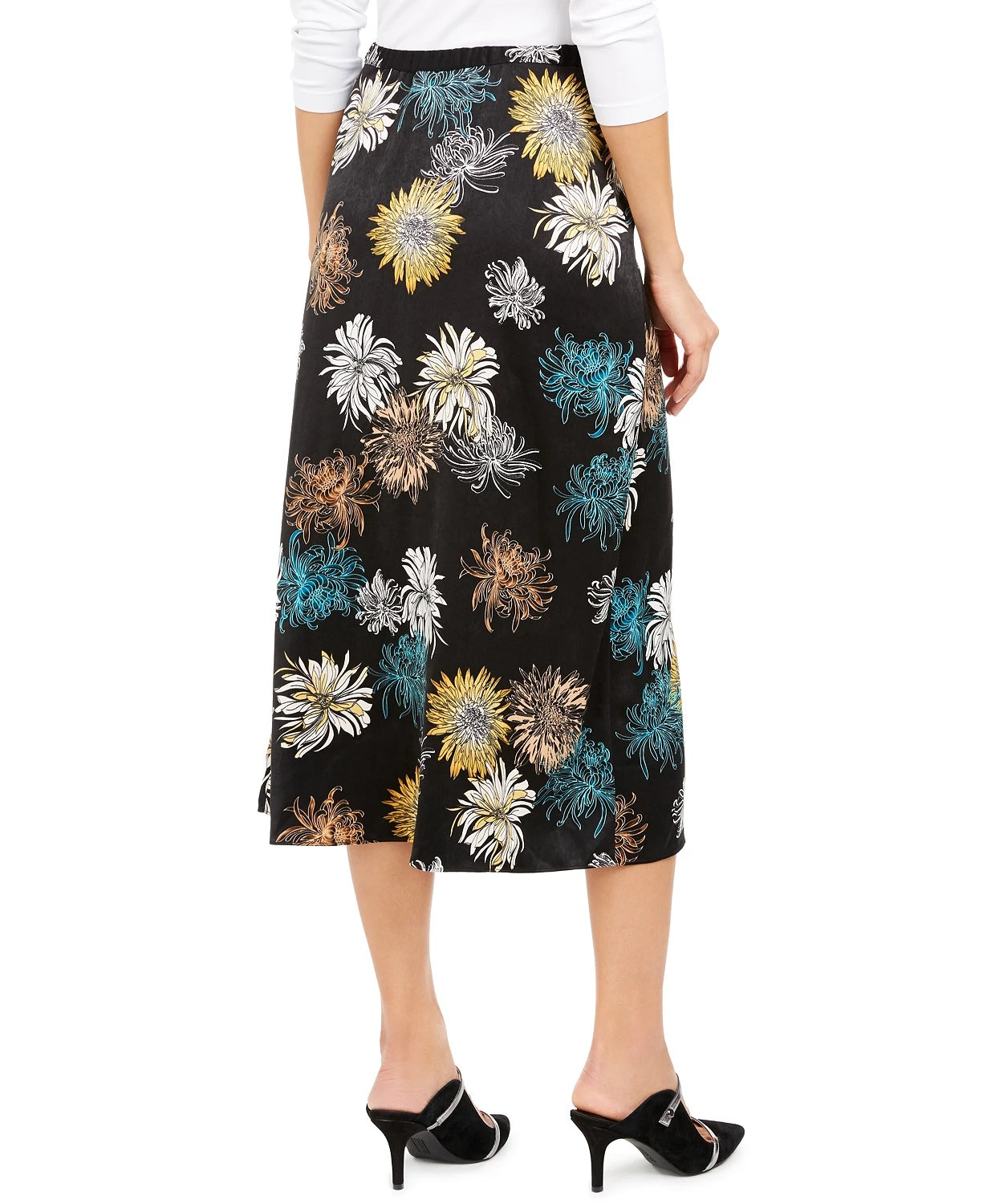 Alfani Women's Floral-Print Faux-Wrap Skirt Black Size 8