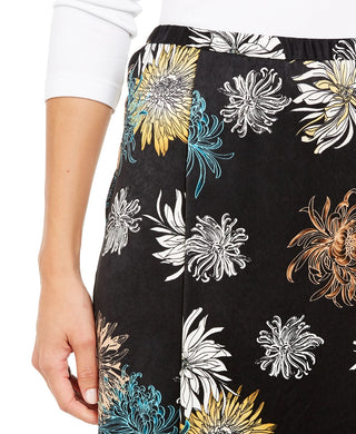 Alfani Women's Floral-Print Faux-Wrap Skirt Black Size 8