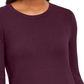 JM Collection Women's Solid Cuffed Jewel Neck Blouse Top Purple Size Petite X-Large
