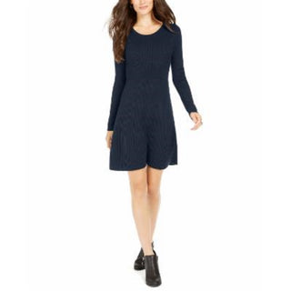 Style & Co Women's Ribbed-Knit Sweater Dress Navy Size Small