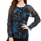 Alfani Women's Velvet Burnout Sheer Sleeve Top Red Size X-Large