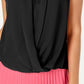Alfani Women's Sleeveless Draped Front Top Black Size Petite Medium
