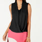 Alfani Women's Petite Sleeveless Draped-Front Top Black Size Petite Small