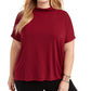 Alfani Women's Plus Size Mock-Neck Top Wine Size 3X