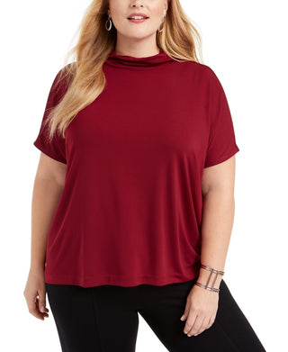 Alfani Women's Plus Size Mock-Neck Top Wine Size 3X