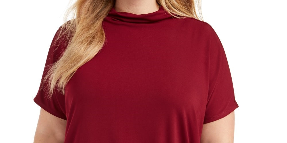 Alfani Women's Plus Size Mock-Neck Top Wine Size 3X