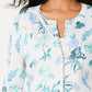 Charter Club Women's Floral-Print Cardigan Blue Size Medium