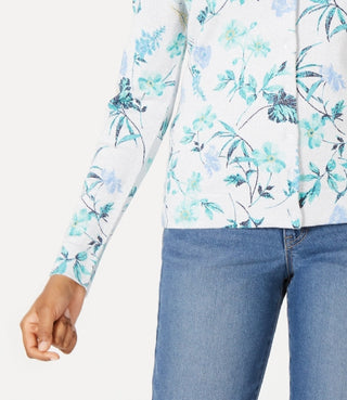 Charter Club Women's Floral-Print Cardigan Blue Size Medium