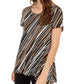 Alfani Women's Striped Asymmetrical Top Black Size X-Small