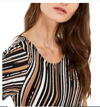 Alfani Women's Striped Asymmetrical Top Black Size X-Small