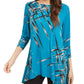 Alfani Women's Printed Swing Top Navy Size Petite Large