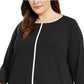 Alfani Women's Plus Size Contrast-Stripe Tunic Black Size 4X