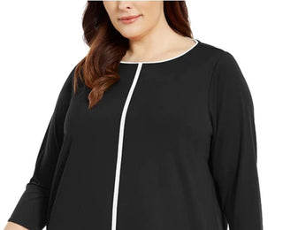 Alfani Women's Plus Size Contrast-Stripe Tunic Black Size 4X