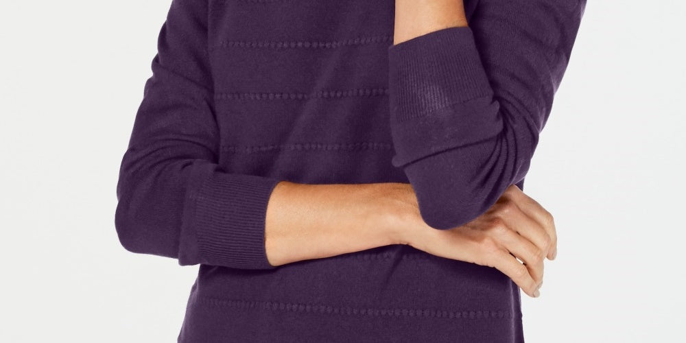Karen Scott Women's Textured-Stripe Sweater  Med Purple Size X-Small