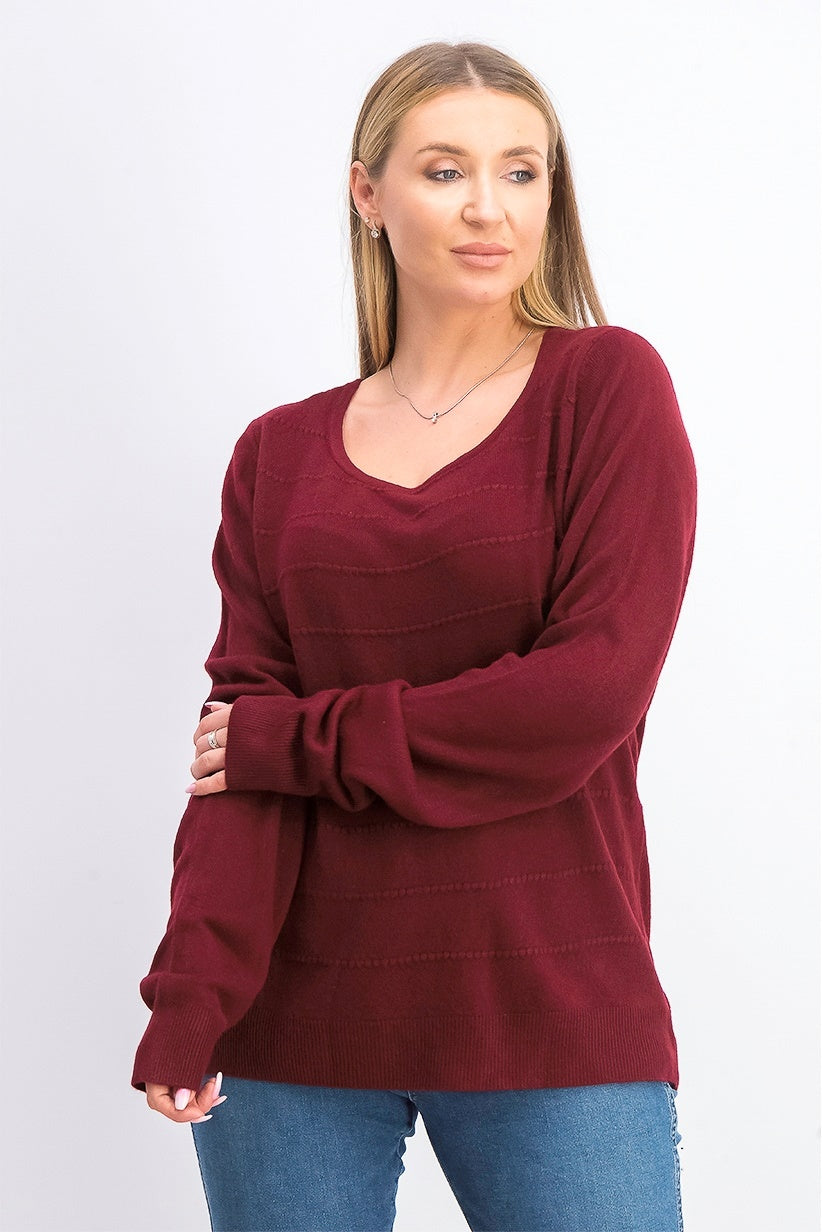 Karen Scott Women's Textured-Stripe Sweater Red Size Small