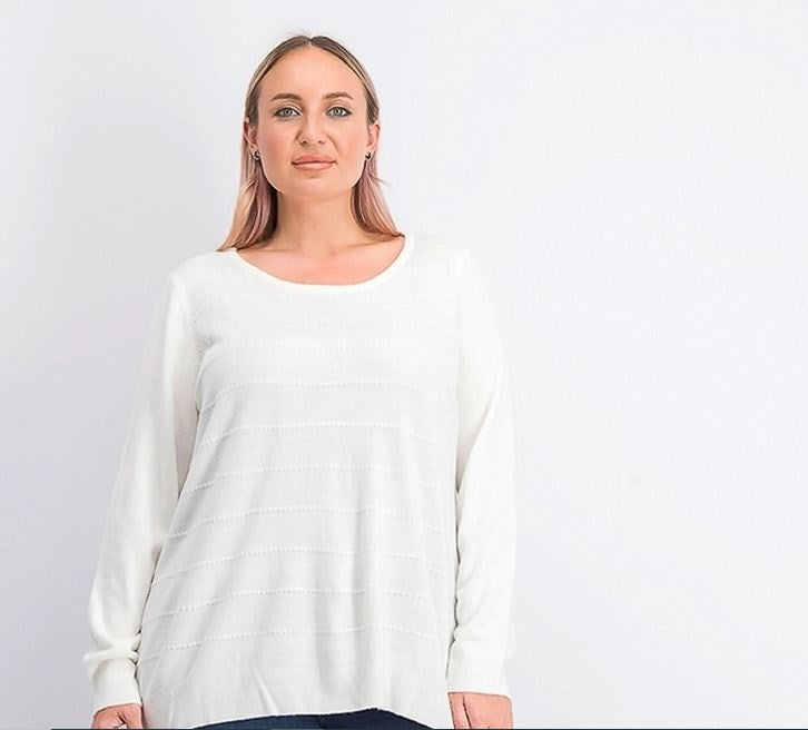 Karen Scott Women's Textured Stripe Sweater White Size X-Large