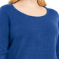 Karen Scott Women's Ribbed Trim Stiped Texture Pullover Sweater Navy Size 2X