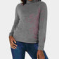 Karen Scott Women's Gray Ribbed Solid Long Sleeve Turtle Neck Blouse Sweater Petite Small