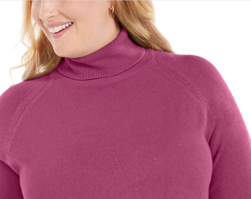 Karen Scott Women's Plus Turtleneck Luxsoft Sweater Purple Size 1X