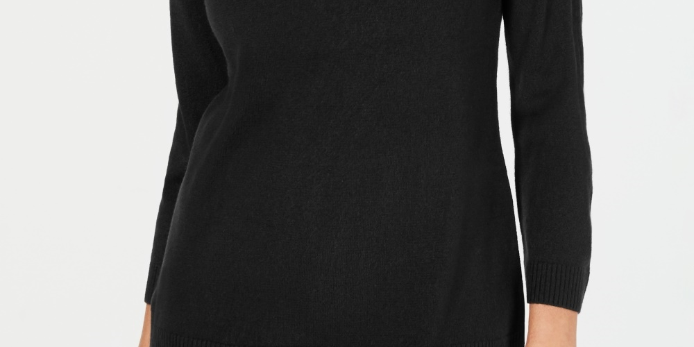 Karen Scott Women's V Neck Sweater Black Size Petite Small-Medium