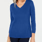 Karen Scott Women's V Neck Sweater Navy Size Petite Large