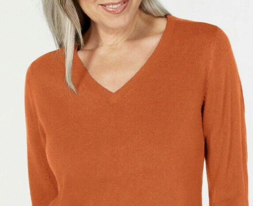 Karen Scott Women's V-Neck Sweater Brown Size Petite Medium