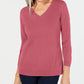 Karen Scott Women's V Neck Sweater Pink Size Petite Small