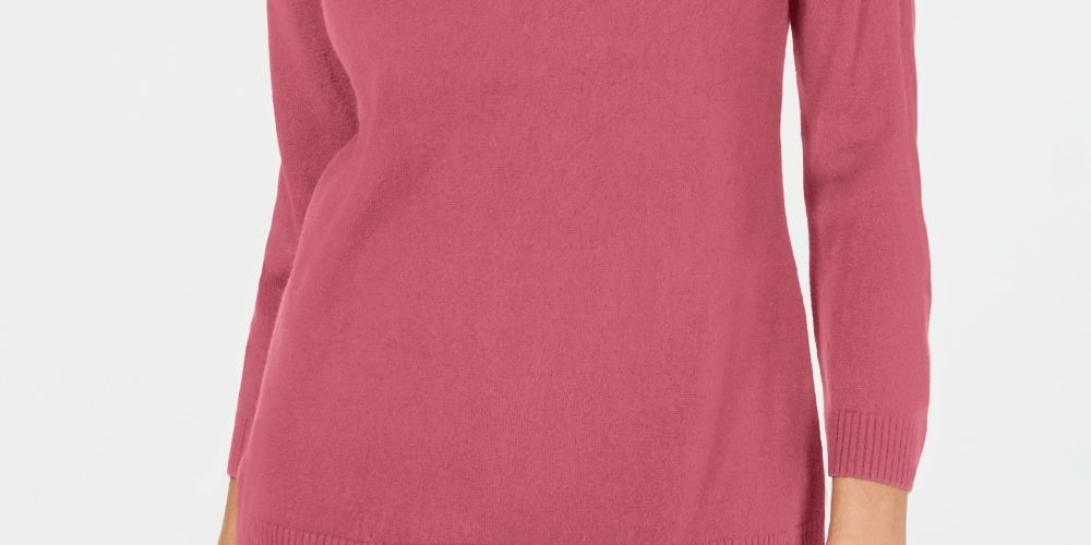 Karen Scott Women's V Neck Sweater Pink Size Petite Small