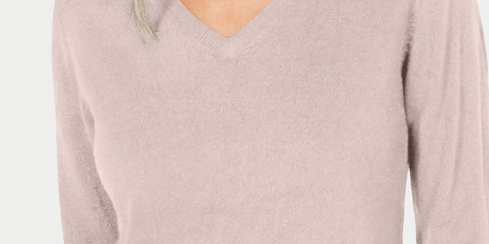 Karen Scott Women's Long Sleeve V Neck Sweater Pink Size Petite X-Large