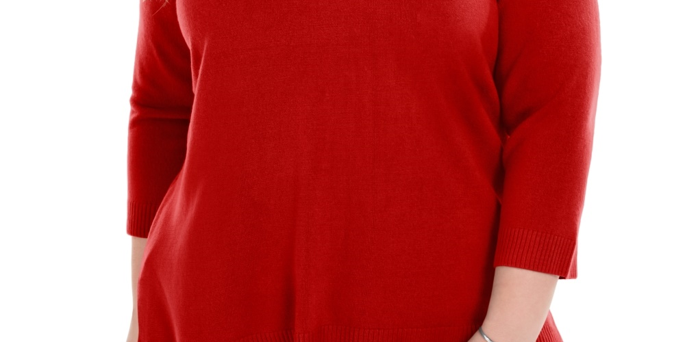 Karen Scott Women's Plus Size V-Neck Luxsoft Sweater Red Size 0X