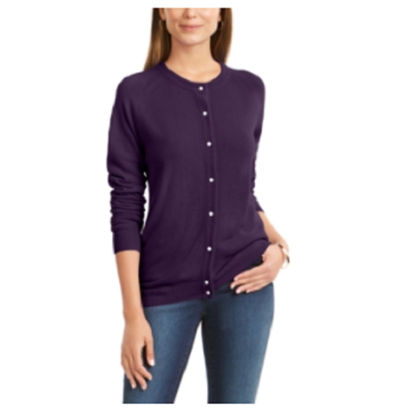 Karen Scott Women's Luxsoft Button Cardigan Black Size Petite Large