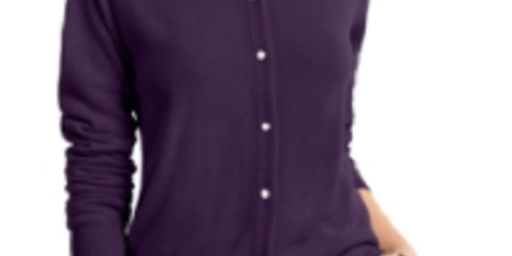 Karen Scott Women's Luxsoft Button Cardigan Black Size Petite Large