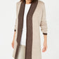 Karen Scott Women's Contrast-Trim Open-Front Cardigan Brown Size Small