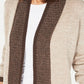 Karen Scott Women's Contrast-Trim Open-Front Cardigan Brown Size Small