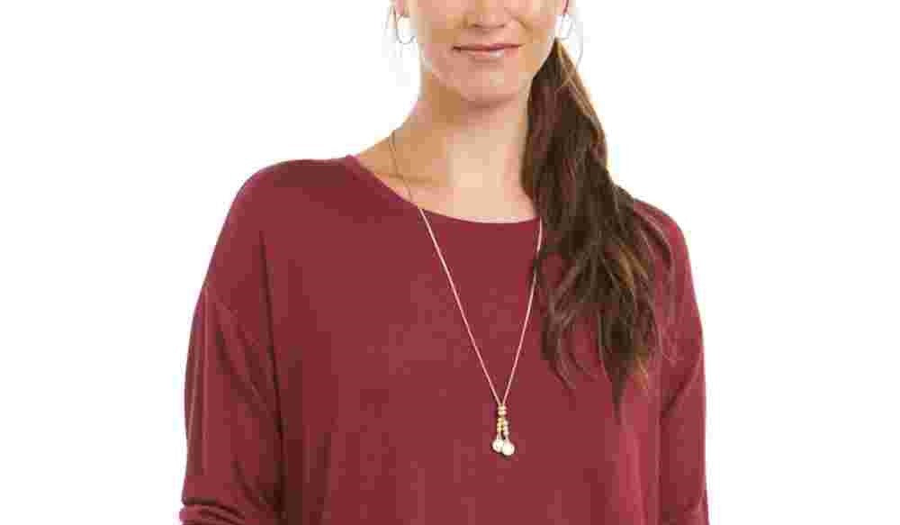 Style & Co Women's Drawstring Tie Cuff Top Red Size XX-Large