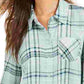 Style & Co Women's Plaid One-Pocket Shirt Green Size Small