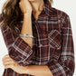 Style & Co Women's Petite Cotton Tab-Sleeve Plaid Shirt  Purple Size Petite Medium