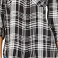 Style & Co Women's Petite Cotton Tab-Sleeve Plaid Shirt Black Size Petite Medium